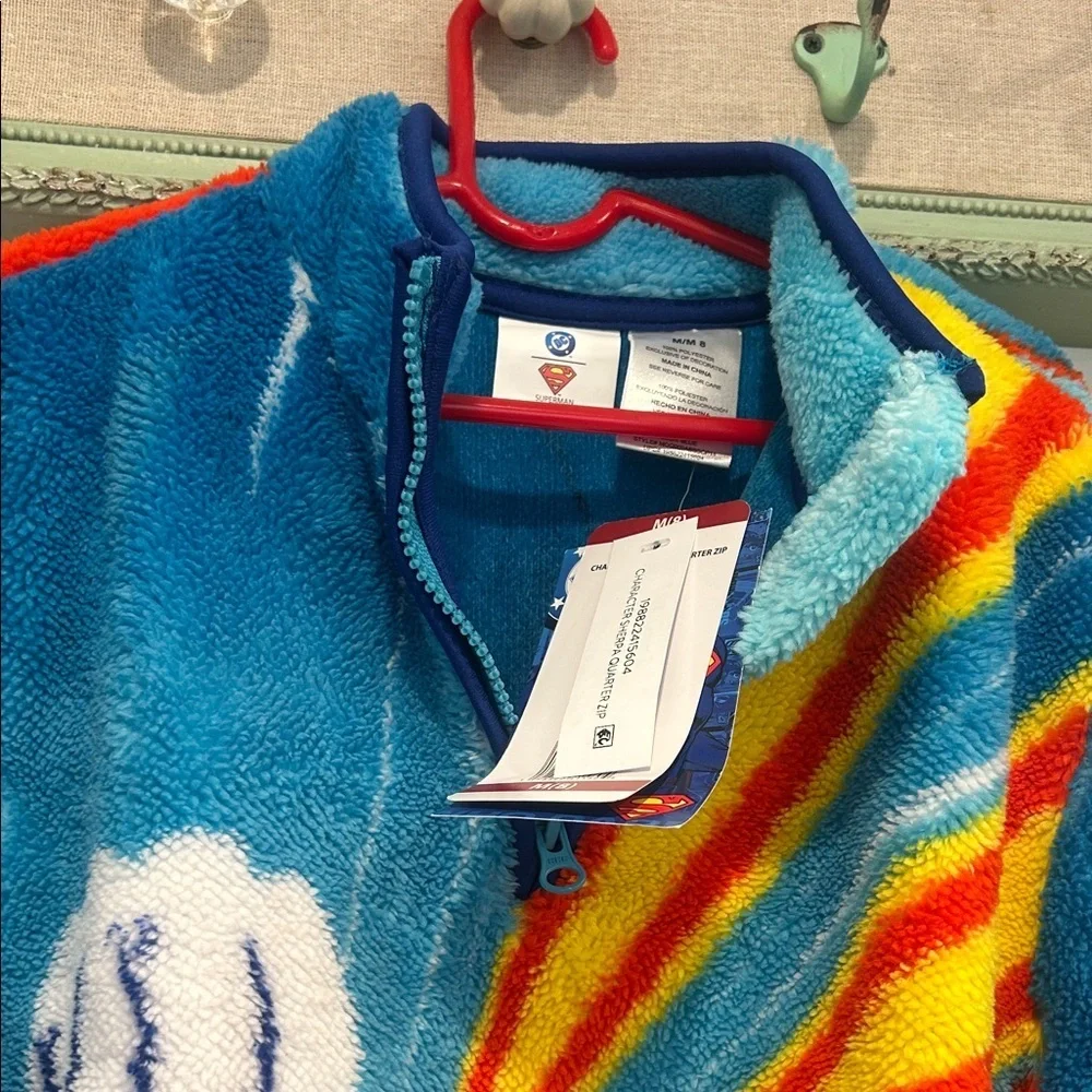 DC Comics Superman Kids quarter zip size 8 medium boy soft Sherpa fleece new